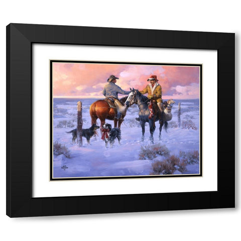 Sharin Christmas with the Neighbors Black Modern Wood Framed Art Print with Double Matting by Sorenson, Jack