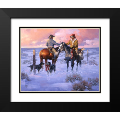 Sharin Christmas with the Neighbors Black Modern Wood Framed Art Print with Double Matting by Sorenson, Jack