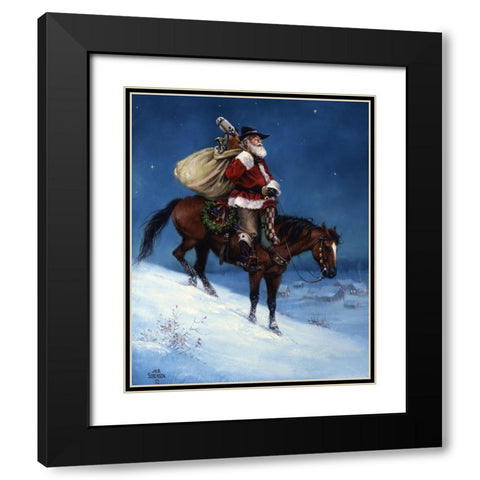 A Cowboy Christmas Black Modern Wood Framed Art Print with Double Matting by Sorenson, Jack