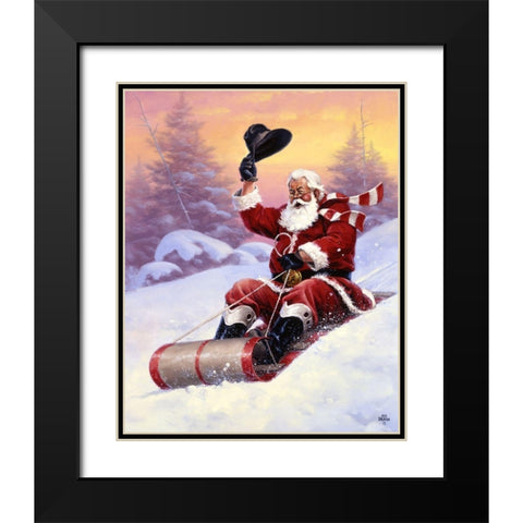 Here Comes Santa Black Modern Wood Framed Art Print with Double Matting by Sorenson, Jack