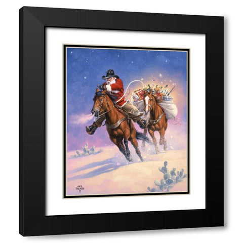 Santas Big Ride Black Modern Wood Framed Art Print with Double Matting by Sorenson, Jack