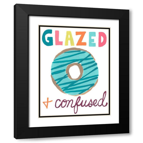 Happy Donuts III Black Modern Wood Framed Art Print with Double Matting by Vess, June Erica