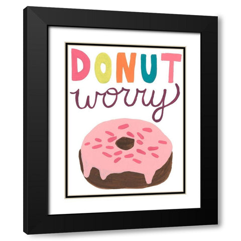 Happy Donuts IV Black Modern Wood Framed Art Print with Double Matting by Vess, June Erica