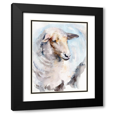 Watercolor Sheep I Black Modern Wood Framed Art Print with Double Matting by Parker, Jennifer Paxton
