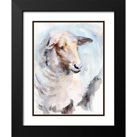 Watercolor Sheep I Black Modern Wood Framed Art Print with Double Matting by Parker, Jennifer Paxton