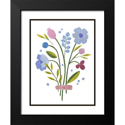 Blooming Again II Black Modern Wood Framed Art Print with Double Matting by Wang, Melissa