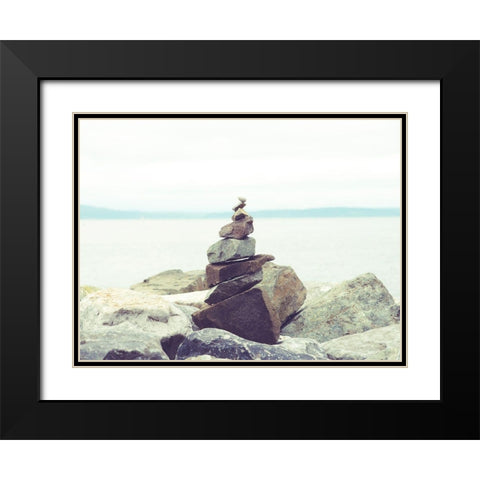 Bay Rocks II Black Modern Wood Framed Art Print with Double Matting by Quintero, Sonja
