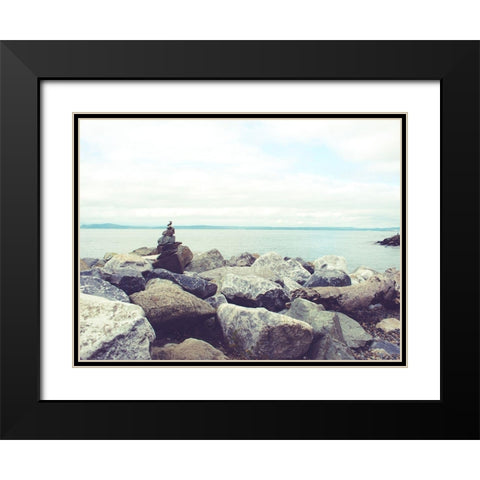 Bay Rocks IV Black Modern Wood Framed Art Print with Double Matting by Quintero, Sonja