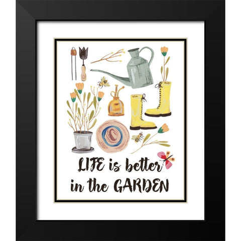 Garden Time I Black Modern Wood Framed Art Print with Double Matting by Wang, Melissa