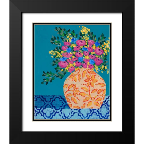 A Gathering of Flowers I Black Modern Wood Framed Art Print with Double Matting by Moore, Regina