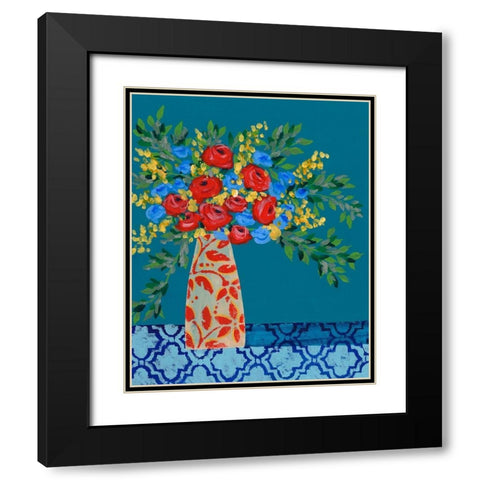 A Gathering of Flowers II Black Modern Wood Framed Art Print with Double Matting by Moore, Regina