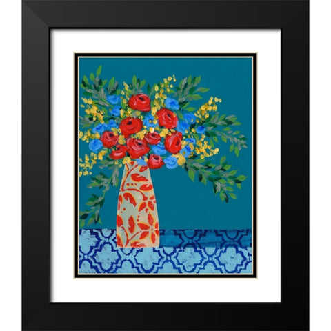 A Gathering of Flowers II Black Modern Wood Framed Art Print with Double Matting by Moore, Regina