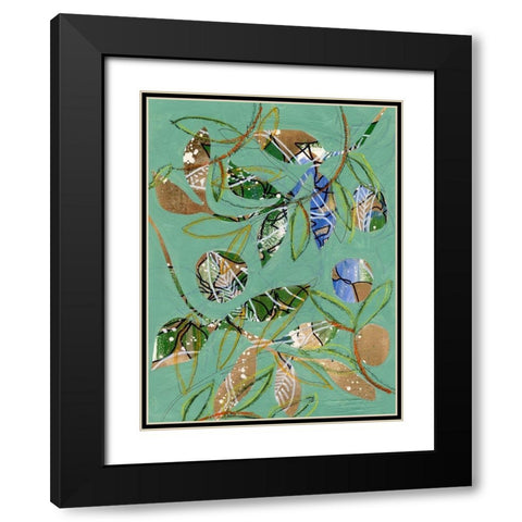 Nature on Sage I Black Modern Wood Framed Art Print with Double Matting by Moore, Regina