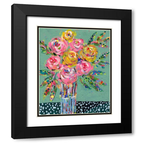 Bright Colored Bouquet I Black Modern Wood Framed Art Print with Double Matting by Moore, Regina