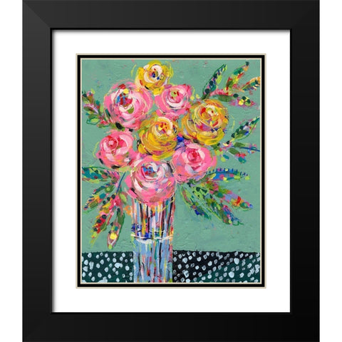 Bright Colored Bouquet I Black Modern Wood Framed Art Print with Double Matting by Moore, Regina