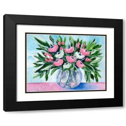 Rosy Bouquet I Black Modern Wood Framed Art Print with Double Matting by Moore, Regina