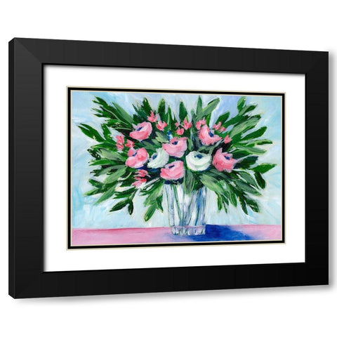 Rosy Bouquet II Black Modern Wood Framed Art Print with Double Matting by Moore, Regina