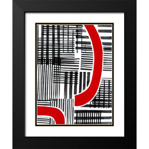Red Interrupted I Black Modern Wood Framed Art Print with Double Matting by Moore, Regina