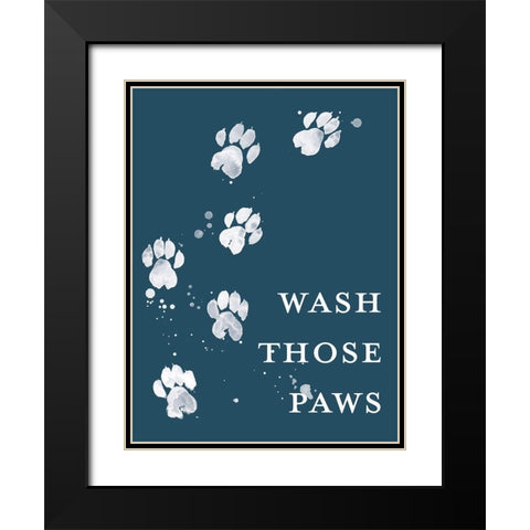 Wash Your Paws I Black Modern Wood Framed Art Print with Double Matting by Popp, Grace