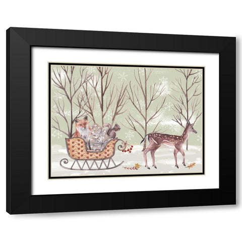 Christmas Time I Black Modern Wood Framed Art Print with Double Matting by Wang, Melissa