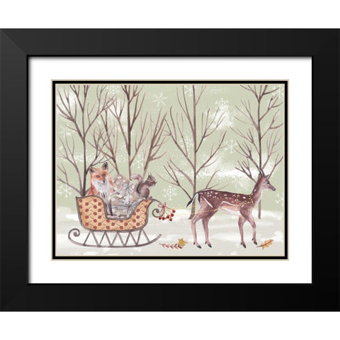 Christmas Time I Black Modern Wood Framed Art Print with Double Matting by Wang, Melissa