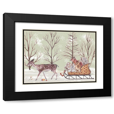 Christmas Time II Black Modern Wood Framed Art Print with Double Matting by Wang, Melissa