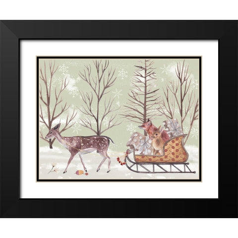 Christmas Time II Black Modern Wood Framed Art Print with Double Matting by Wang, Melissa