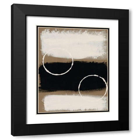 Neutral Rings I Black Modern Wood Framed Art Print with Double Matting by Moore, Regina