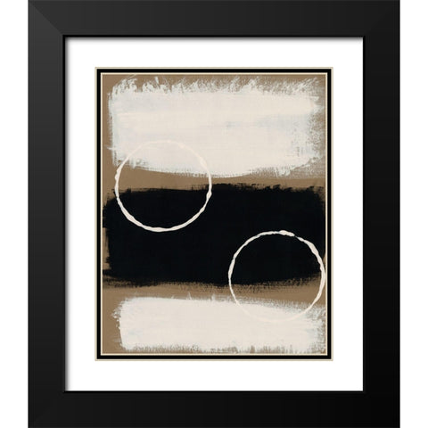 Neutral Rings I Black Modern Wood Framed Art Print with Double Matting by Moore, Regina