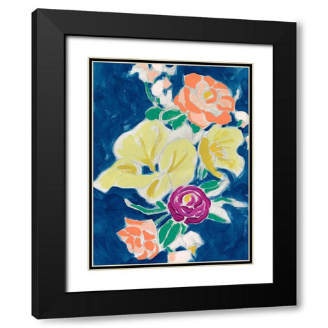 Paintbox Floral II Black Modern Wood Framed Art Print with Double Matting by Vess, June Erica