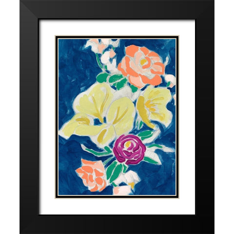 Paintbox Floral II Black Modern Wood Framed Art Print with Double Matting by Vess, June Erica