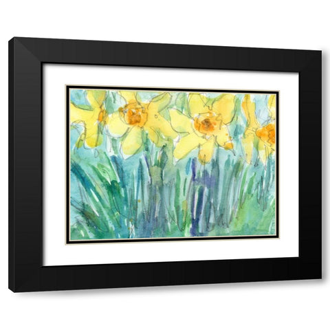 Daffodil Blooms I Black Modern Wood Framed Art Print with Double Matting by Dixon, Samuel
