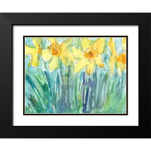 Daffodil Blooms I Black Modern Wood Framed Art Print with Double Matting by Dixon, Samuel