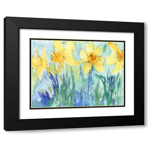 Daffodil Blooms II Black Modern Wood Framed Art Print with Double Matting by Dixon, Samuel