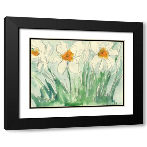 Daffodils Orange and White I Black Modern Wood Framed Art Print with Double Matting by Dixon, Samuel