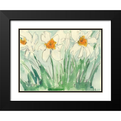 Daffodils Orange and White I Black Modern Wood Framed Art Print with Double Matting by Dixon, Samuel