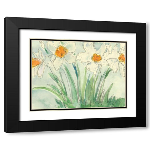 Daffodils Orange and White II Black Modern Wood Framed Art Print with Double Matting by Dixon, Samuel