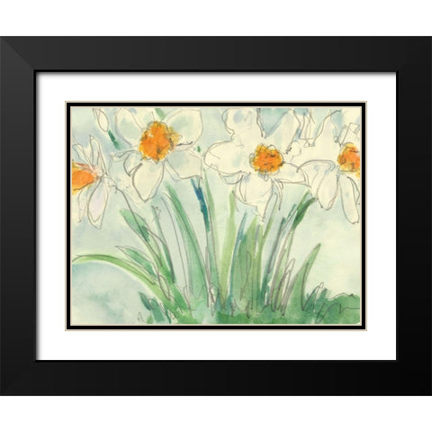Daffodils Orange and White II Black Modern Wood Framed Art Print with Double Matting by Dixon, Samuel