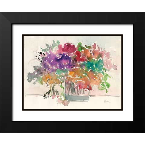 Mix Flowers I Black Modern Wood Framed Art Print with Double Matting by Dixon, Samuel