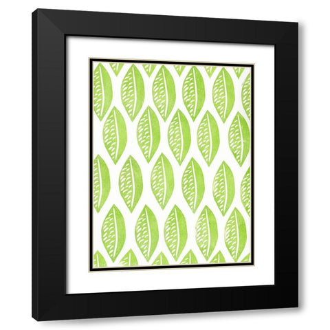 Lino Leaf I Black Modern Wood Framed Art Print with Double Matting by Moore, Regina