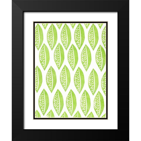 Lino Leaf I Black Modern Wood Framed Art Print with Double Matting by Moore, Regina