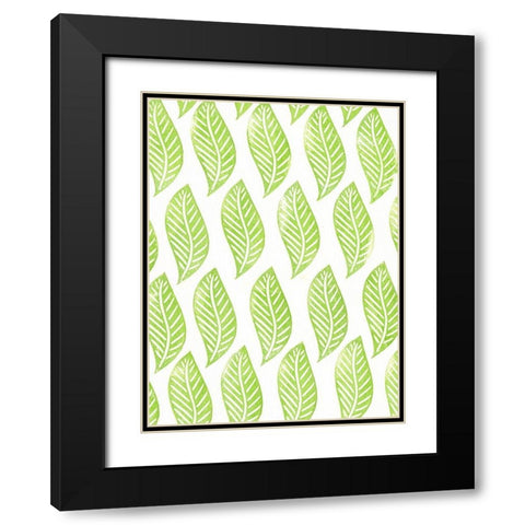 Lino Leaf II Black Modern Wood Framed Art Print with Double Matting by Moore, Regina