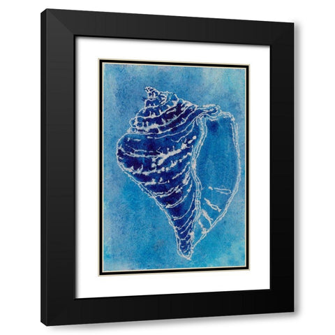 Cerulean Shells I Black Modern Wood Framed Art Print with Double Matting by Moore, Regina