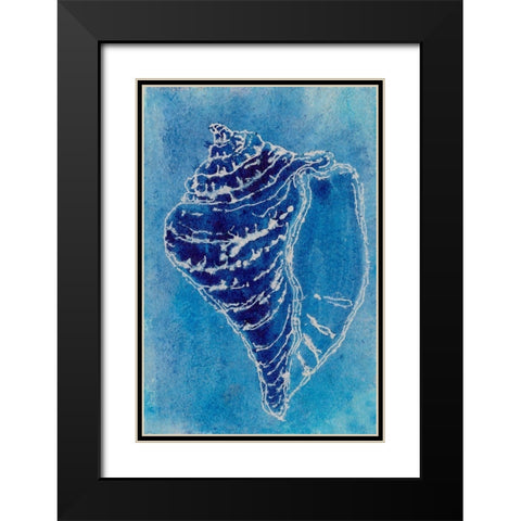 Cerulean Shells I Black Modern Wood Framed Art Print with Double Matting by Moore, Regina
