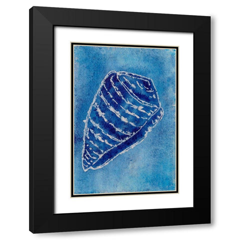 Cerulean Shells II Black Modern Wood Framed Art Print with Double Matting by Moore, Regina