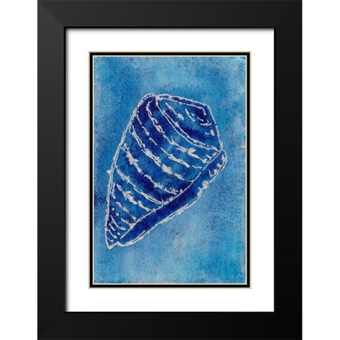Cerulean Shells II Black Modern Wood Framed Art Print with Double Matting by Moore, Regina
