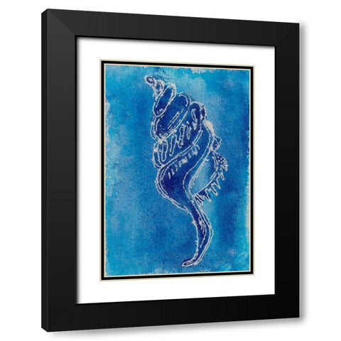 Cerulean Shells IV Black Modern Wood Framed Art Print with Double Matting by Moore, Regina