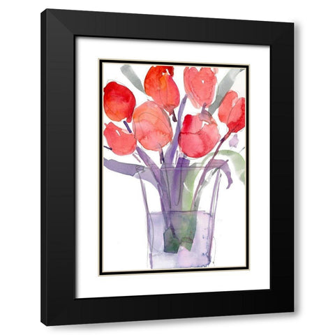 My Red Tulips I Black Modern Wood Framed Art Print with Double Matting by Dixon, Samuel