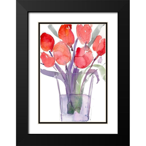 My Red Tulips I Black Modern Wood Framed Art Print with Double Matting by Dixon, Samuel