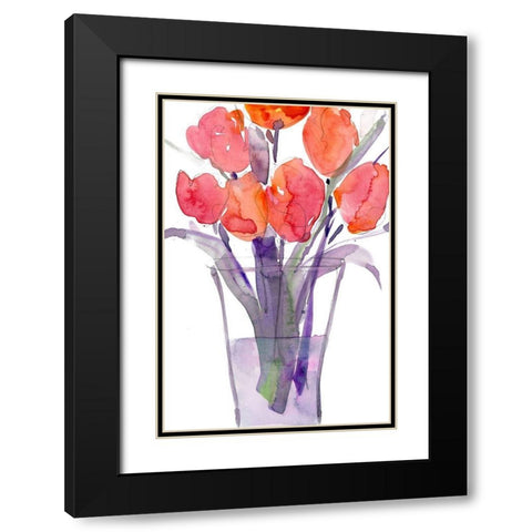 My Red Tulips II Black Modern Wood Framed Art Print with Double Matting by Dixon, Samuel